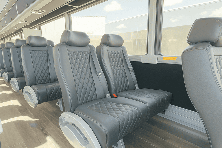 interior of Corvallis Coach Bus Service charter bus