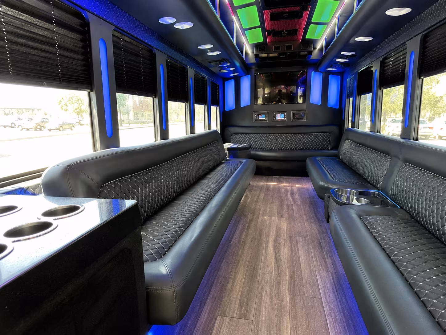 corvallis 15 passenger party bus inside