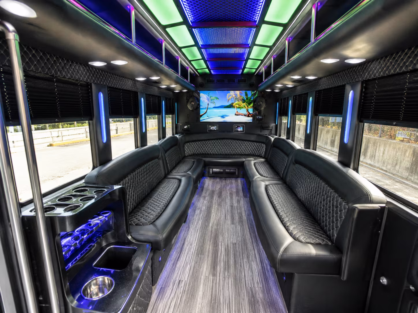 corvallis 18 passenger party bus inside