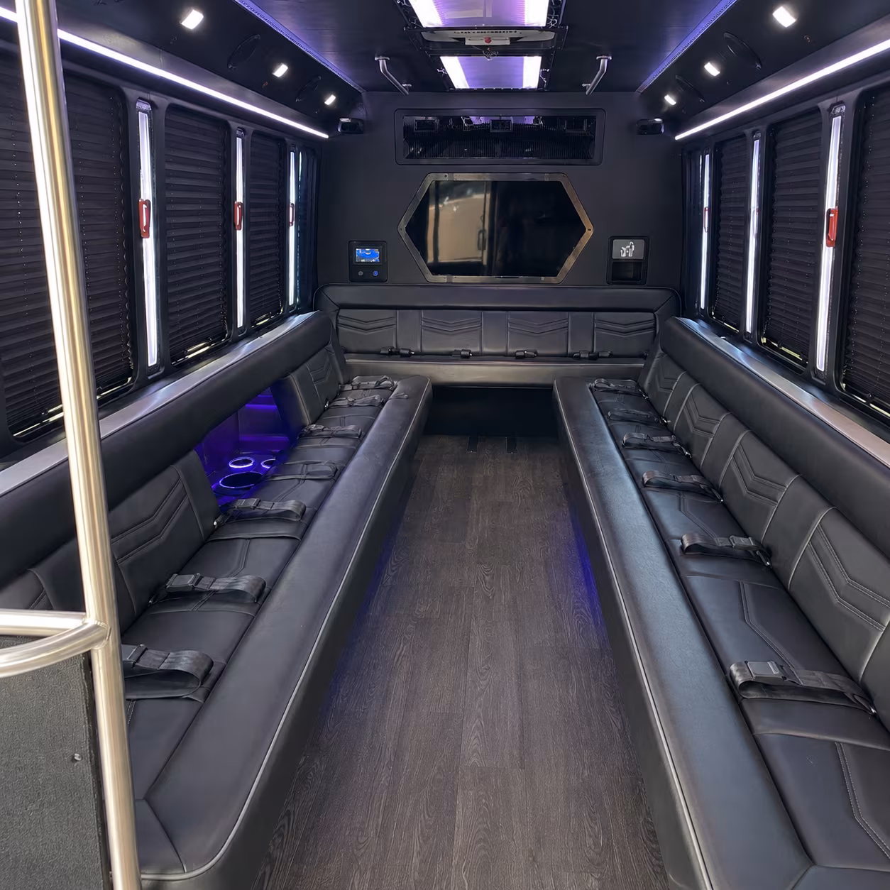 corvallis 18 passenger party bus interior