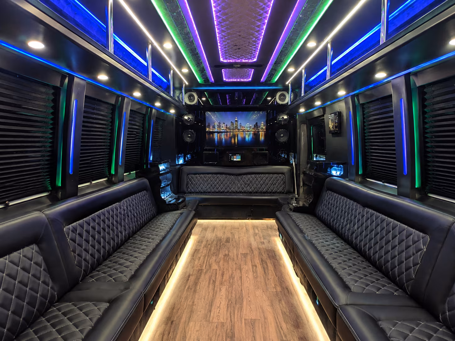 corvallis 25 passenger party bus interior