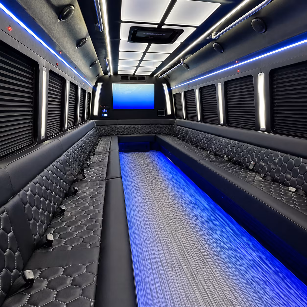 corvallis 50 passenger party bus inside